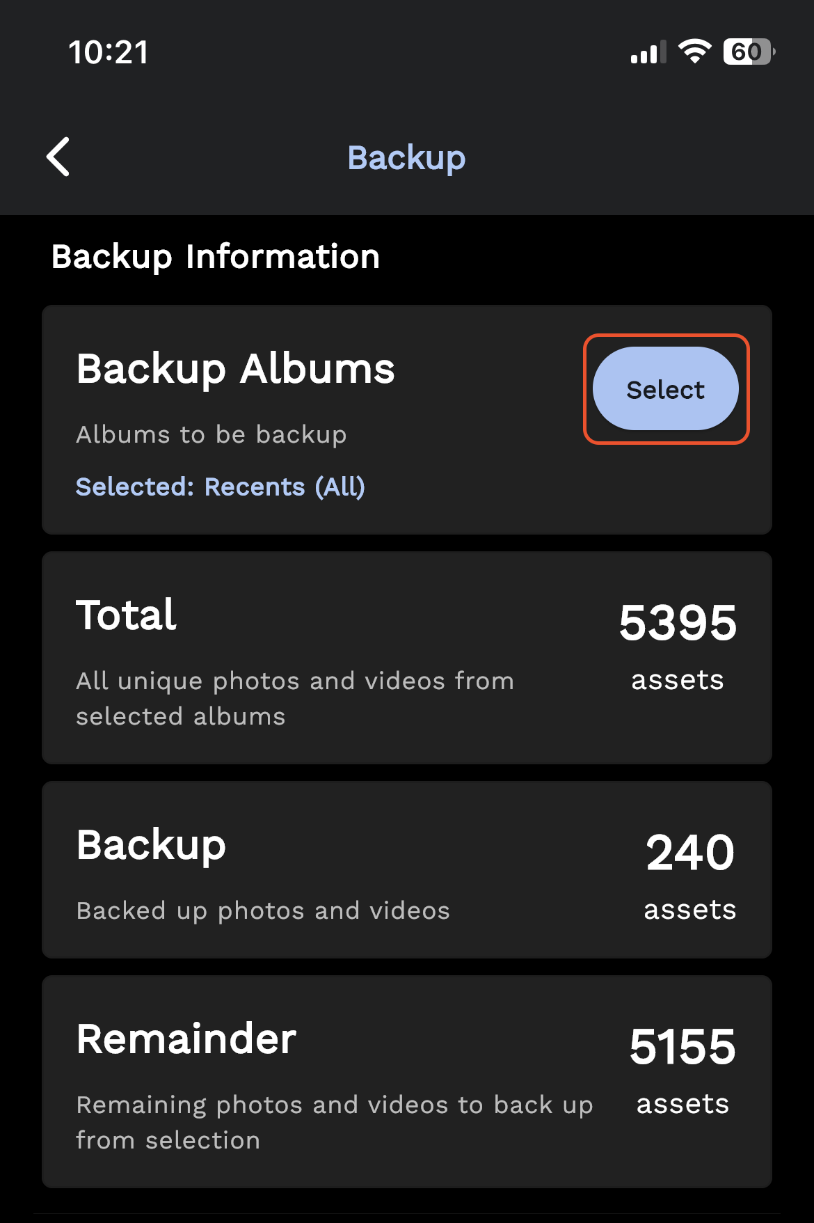 Backup button